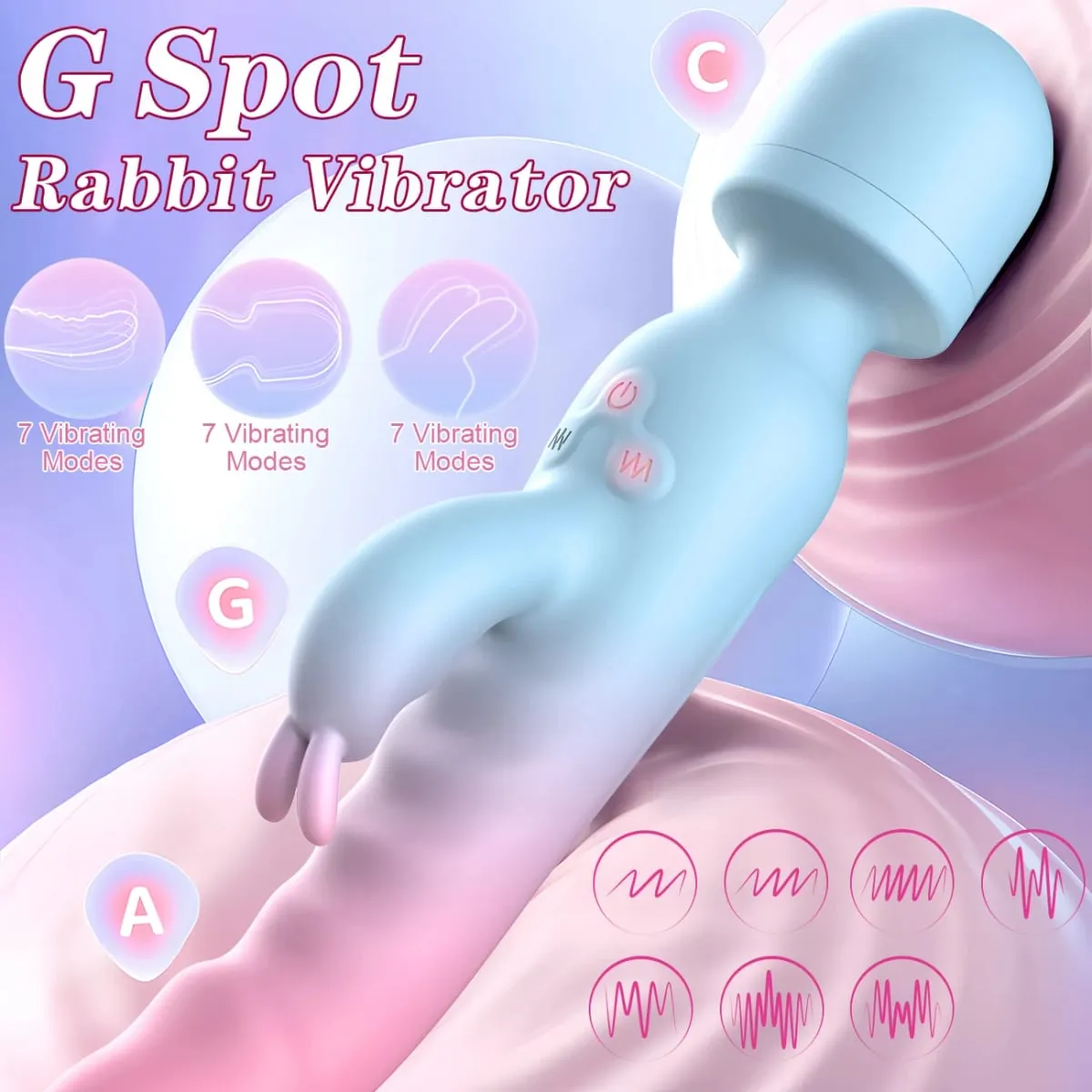 Powerful Rabbit 4 IN 1 Vibrator for Women G Spot Magic Wand Clitoris Stimulator Female Vagina Massager Adults Sex Toys for Woman