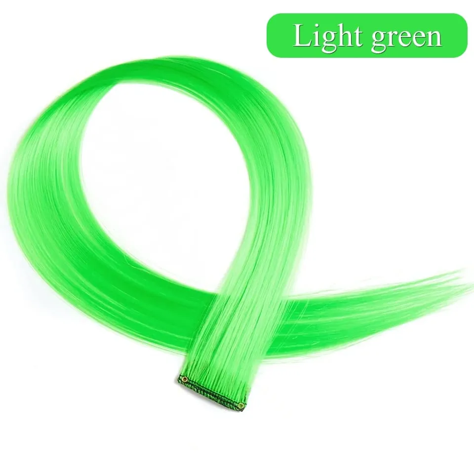 Colored Hair Extensions Synthetic 22Inch Straight Orange Green Clip in Hair Extension Rainbow Accessories Party Highlights Hair — image 10