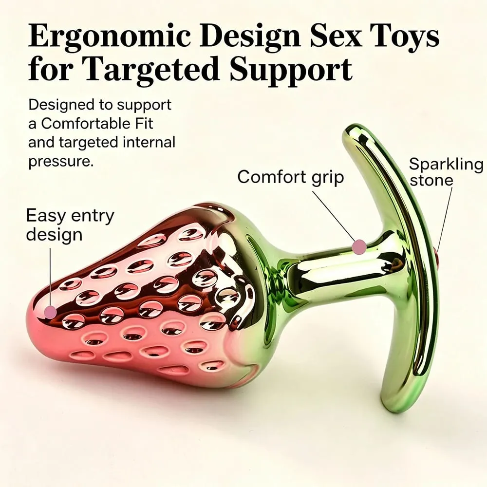Anus Butt Plug With Diamond Jewel Metal Strawberry-Shaped Anal Sex Toys Trainer Analplug Buttplug Butplug — image 5