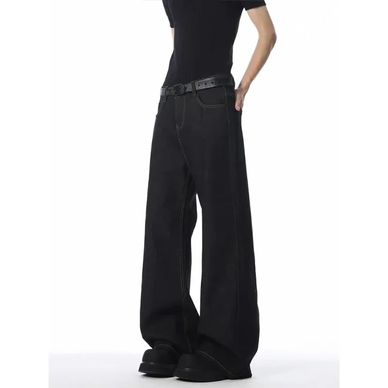 American Retro Distressed Washed Man's Jeans Solid Color Versatile Full Length Straight-leg Pants 2026 Summer New