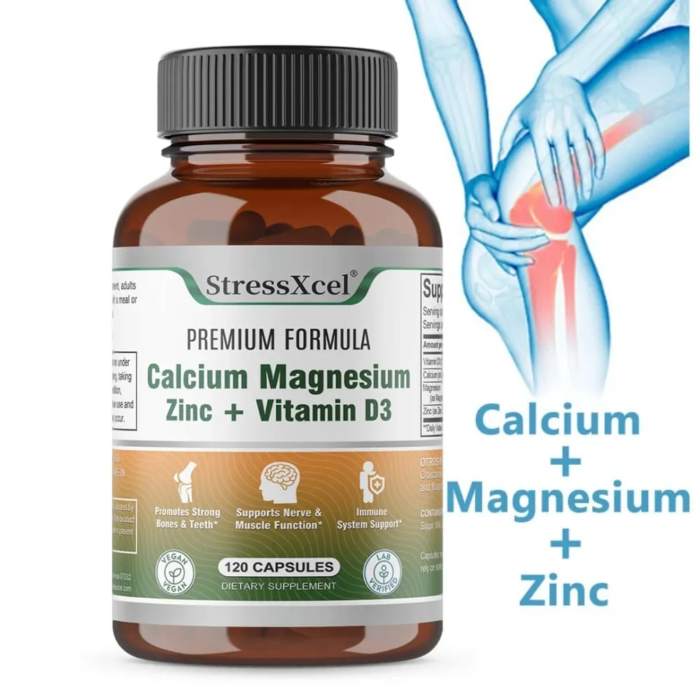 Calcium + Magnesium + Zinc + Vitamin D3 Capsules - Supports Bone and Nervous System Health and Improves Mood — image 2