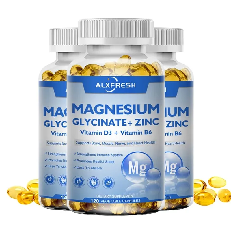 Γλυκινικό μαγνήσιο 500mg Κάψουλες Υψηλής Απορρόφησης με Ψευδάργυρο Βιταμίνη D3 B6 Υποστήριξη Συμπλήρωμα Διατροφής Ανακούφιση από Στρες & Άγχος — image 9