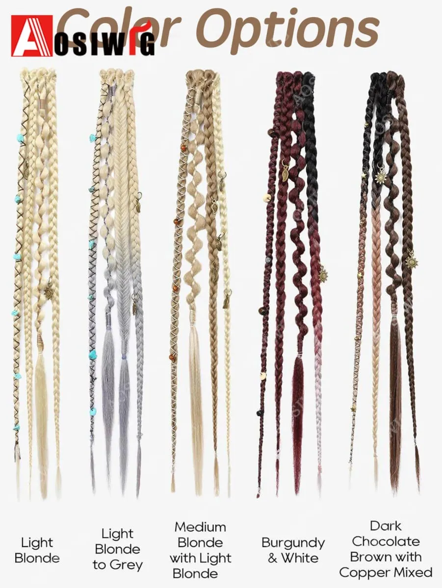 2pc Ombre Synthetic Bohemian Style Braids Hair Extensions Clip in Hairpiece Heat Resistant For Hairpieces Women Hair Accessories