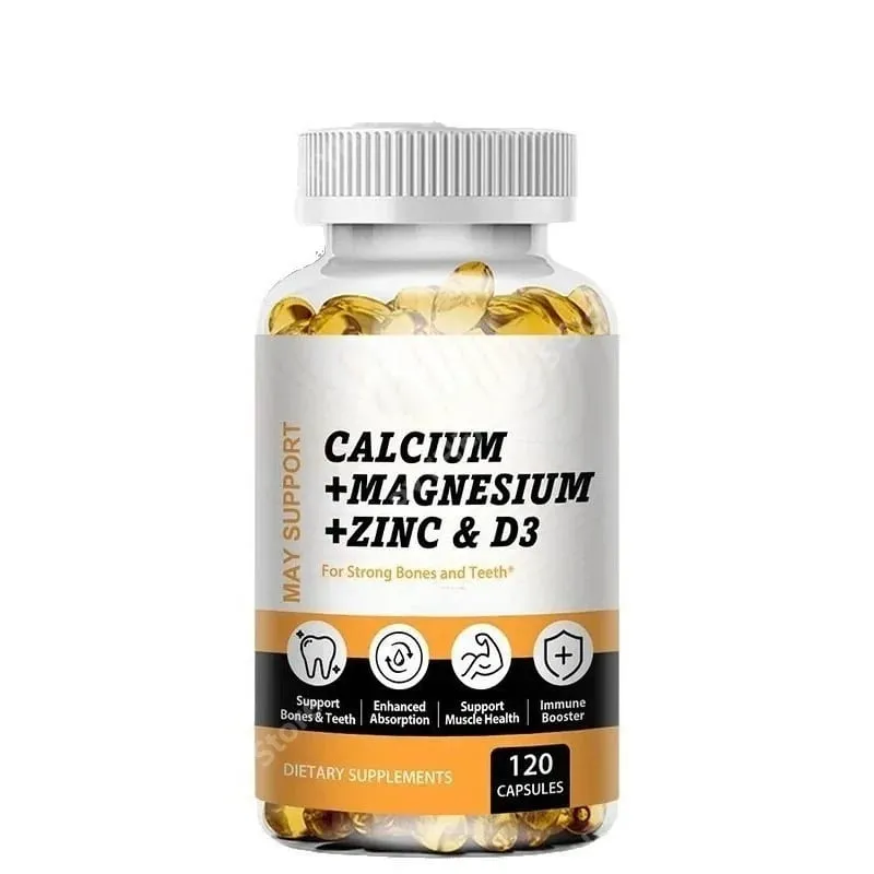 Calcium Magnesium Zinc with Vitamin D3 Softgels 120 Count Easy Swallow Daily Nutritional Support for Men Women For Adults
