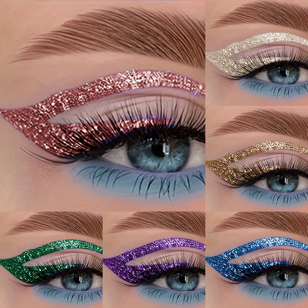 1 STK Glitter Flydende Eyeliner Blyant Vandtæt Lilla Pink Blå Eye Liner Pen Langtidsholdbar Hurtigttørrende øjenmakeup til kvinder — image 2