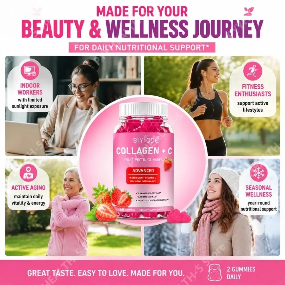 Collagen + C Fruit-Pectin Gummies with Vitamin C Natural Antioxidant Supports Healthy Hair and Skin & Nails 60 Gummies