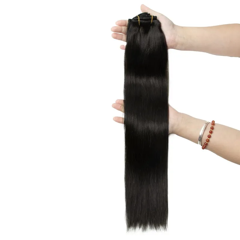 Women Lightweight Clip In Extensions 7Pcs Set Invisible PU Tape Weft Injected PU Natural Human Hair 12-24inch Adding Length Use