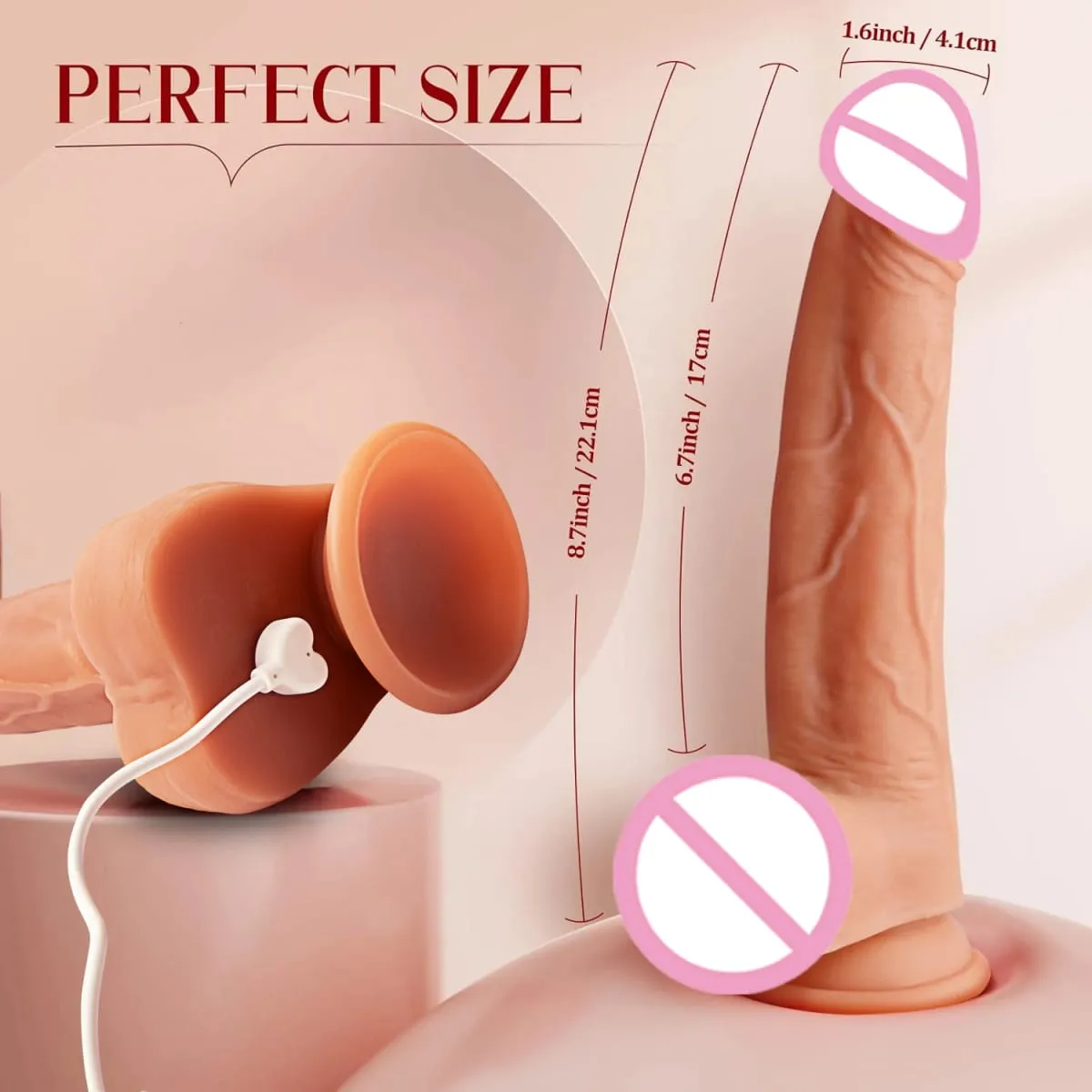 Riesiger realistischer Silikon-Fernbedienungsdildo, der vibrierende weibliche Sexspielzeuge, Penetration, G-Punkt, Klitoris, Vagina, Orgasmus-Massagegerät — image 6