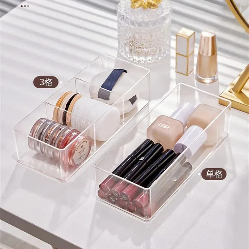Acrylic Cosmetics Storage Box for Lipstick Makeup Brushes Layered Storage Desktop Drawer Comestic Tools Makeup Puff Storage Box
