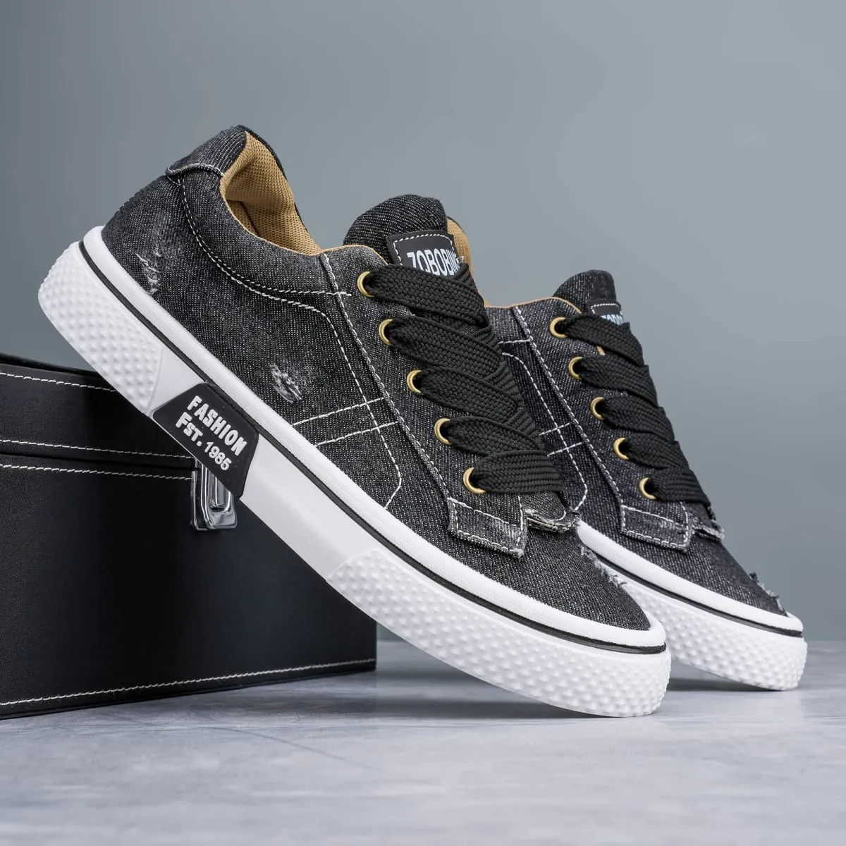 Personalized Spring and Autumn New Men's Shoes Korean Style Fashionable Large Size Low-Top Casual Shoes Denim Single Shoes Versatile Sneakers