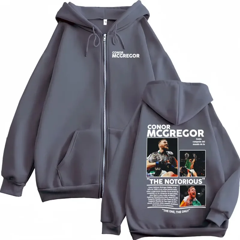 Conor Mcgregor The Notorious sudaderas con cremallera, ropa para hombre, chaqueta de calle Harajuku, sudadera de gran tamaño con cremallera, pulóver, abrigos — image 3