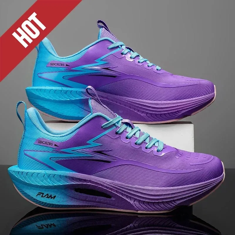 Men Women Carbon Plate Air Cushion Marathon Running Shoes Breathable Lightweight Outdoor Racing Training Sports Sneakers Walking