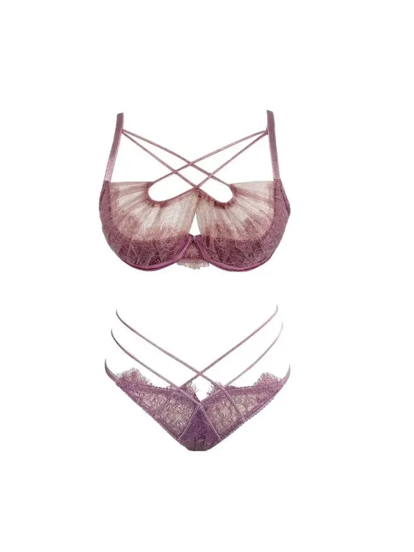 French Romantic Cross Layered Mesh Camisole Padded Bra Women Christmas Sexy Sheer Sleeveless Tank Top Intimate Lingerie Vest