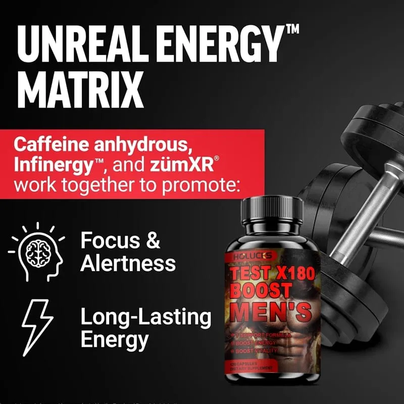 Natural Male Test Booster Supplement with Boron & Vitamin Blend Support Vitality Stamina Endurance & Physical Vigor