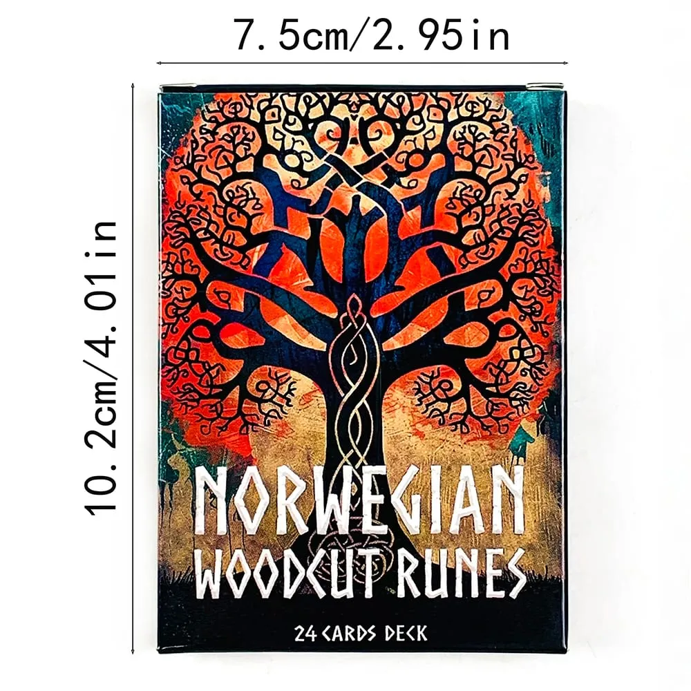 10*7CM Norwegian Woodcut Runes Oracle Deck A 24 Cards Deck English Version The Elder Futhark Runes Oracle Deck Divination & Gift — image 6