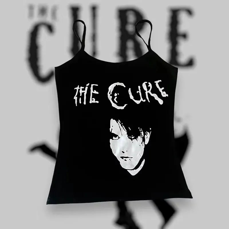Pambabaeng Gothic Spider Web Print Cami Tank Top na walang manggas na Spaghetti Strap Y2K Slim Cropped Camisole Dark Punk Streetwear Tops — image 17