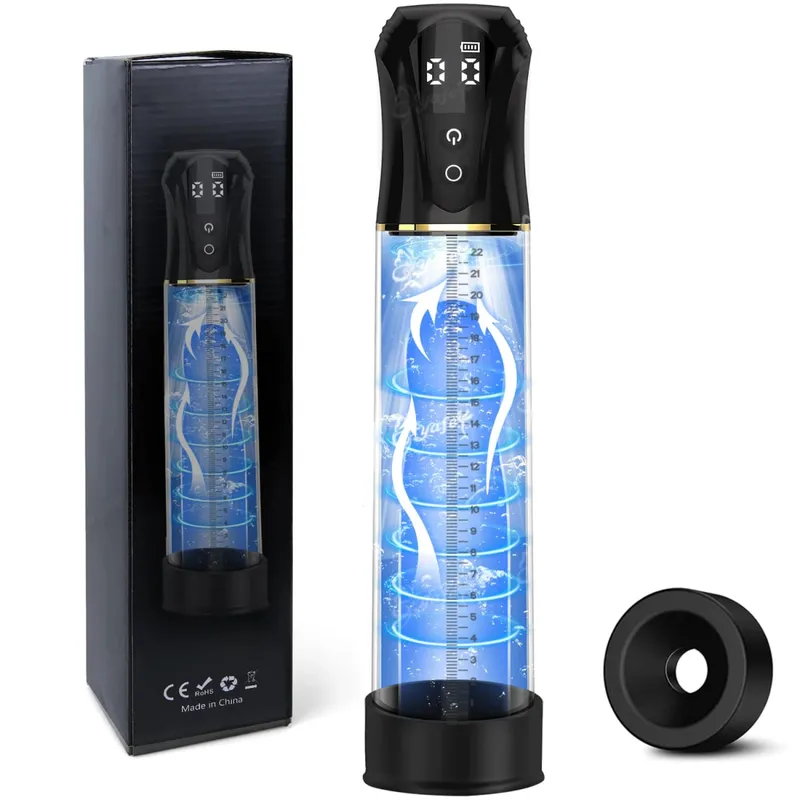Electric Penis Pump Adult Sex Toys for Men Water Pump Penis Erectile Extender 4 Training 3 Suction Modes 6 Penis Ring 3 Sleeves