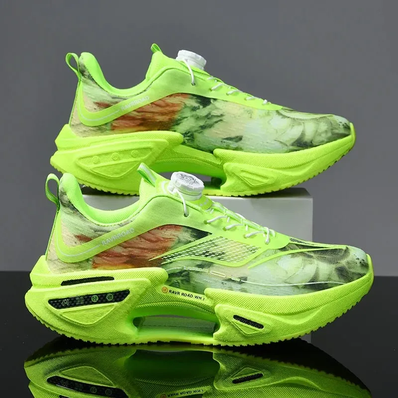 Elastic Speed Running Shoes for Men Carbon Plate Push Rotating Buckle Sports Shoes for Women Professional Shock-Absorbing