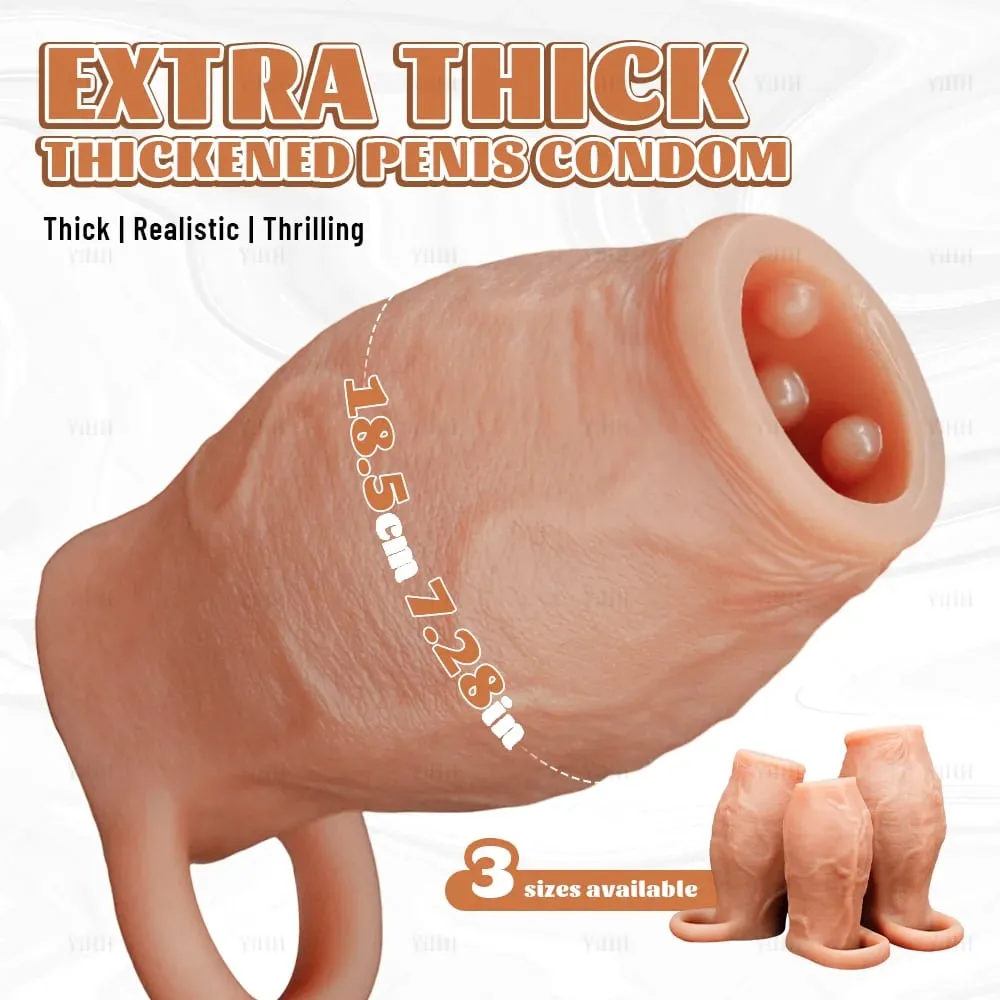 Sexy Thicken Cock Sleeve Penis Lock Penis Ring Adult Sex Toy For Men Dick Enlarged and Soft Silicone Penis Sleeve Enlargement — image 2