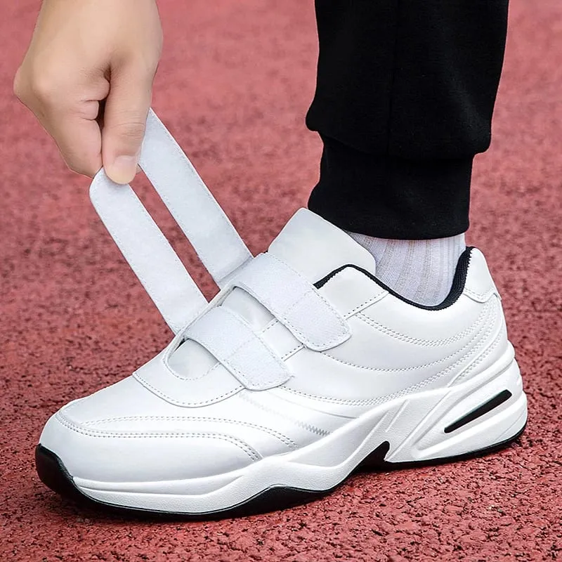 Men's Adjustable Hook and Loop Leather Sneakers Casual Sports Shoes White Sneakers Masculino Zapatillas Deportivas Tenis — image 2