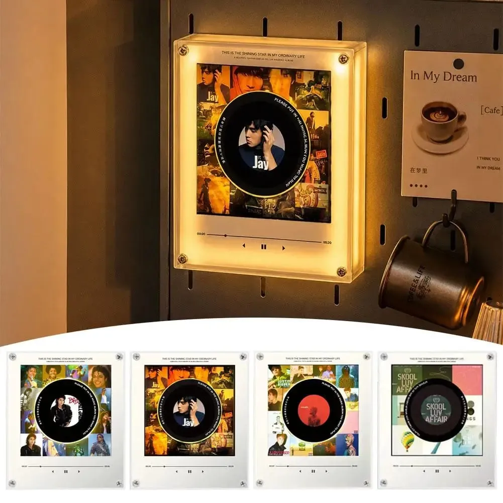 NFC Music Player Refrigerator Magnetic Sticker Acrylic Rotary Disc Machine Automatic Singing Song Players for Fridge Night Light