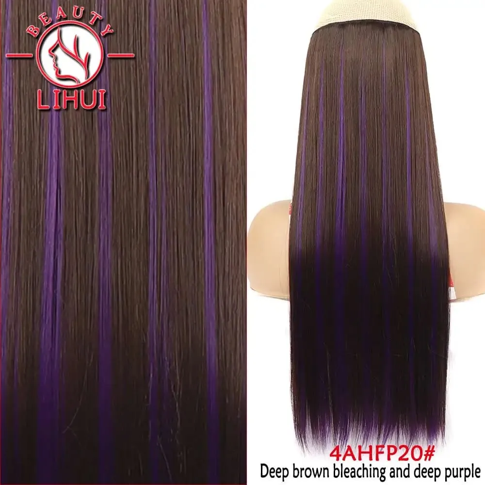 Synthetische natürliche synthetische Haarverlängerungen, 5 Clip-in-künstliche gefälschte Ombre-Blond-Braun-Schwarz-Rosa-gerade falsche Haarteile — image 47