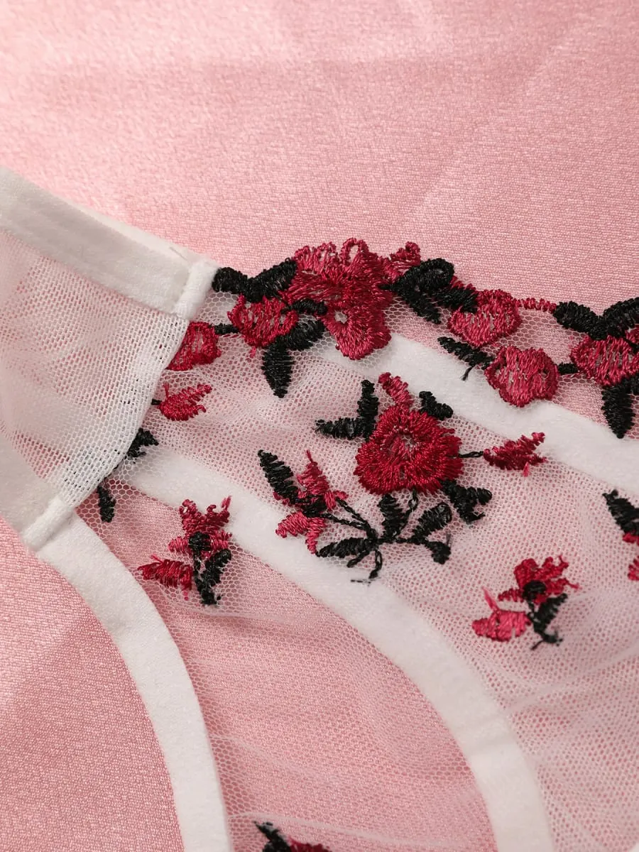 Sexy Lace Lingerie Bra And Panty Sets Women Underwear Flower Embroidery Bralette Set — image 6