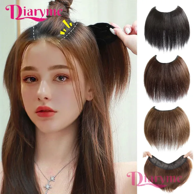 Synthetic Hair Pieces Invisible Clip In Hair Pad High Hair Pieces In Hair Extension Fluffy Synthetic Natural Wig For Women