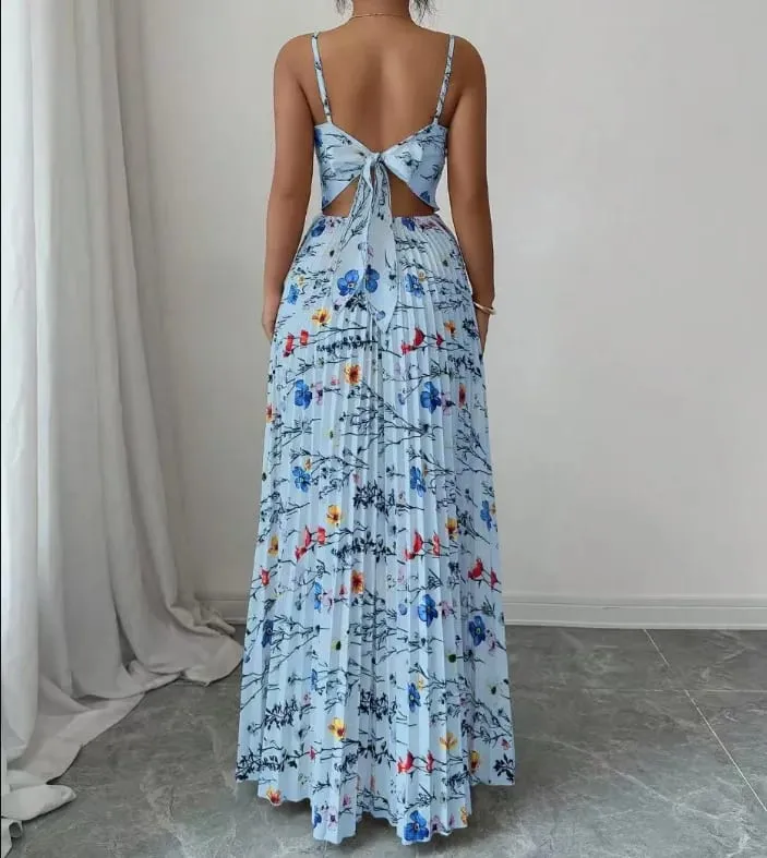 Elegant Floral Print Maxi Dress Women Summer Sexy Cami Slip Dress Casual Sleeveless A-Line Long Dresses Vintage Beach Vacation — image 4