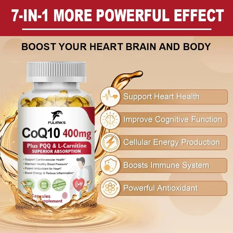 Acquista 2 Ricevi 2 gratis! Capsule di CoQ10 Ubichinolo da 400 mg Assorbimento superiore per la salute del cuore Energia cellulare e difesa antiossidante — image 5