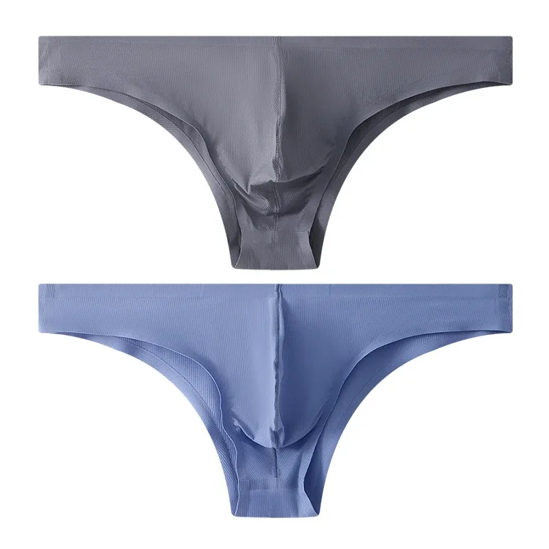 Intimo da uomo a triangolo piccolo a mezza anca a vita bassa sexy da uomo giovane slip senza cuciture in seta di ghiaccio mutandine estive leggere e traspiranti