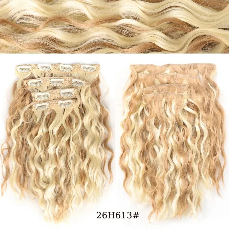 short curly Synthetic Burgundy 4-piece set of water ripple hair extension wig clip in woman's clip hair accessories hairpiece — image 15
