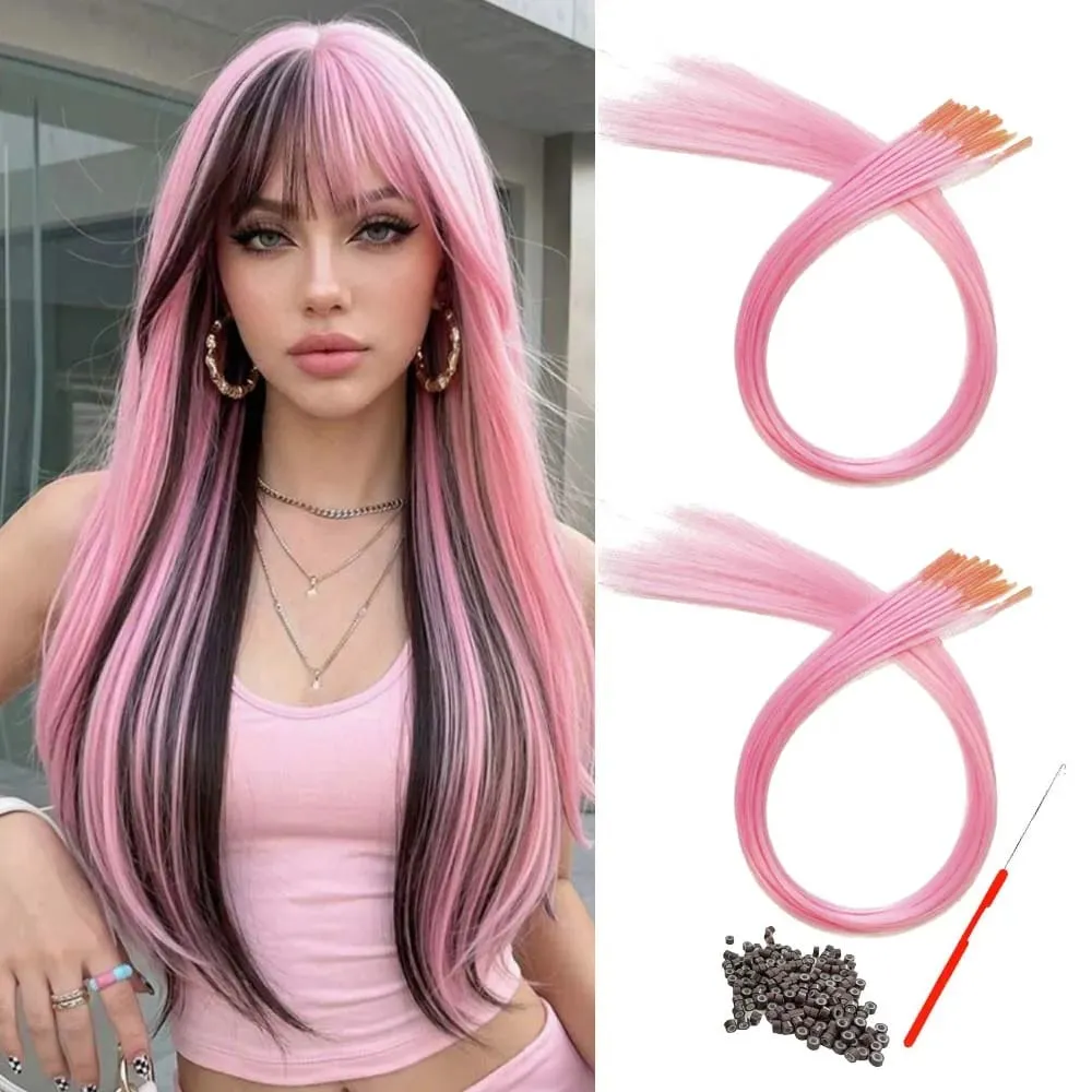 20roots 16inch I-tip Fusion colorful Synthetic Hair Extensions with crochet hook and ring Y2K style — image 14