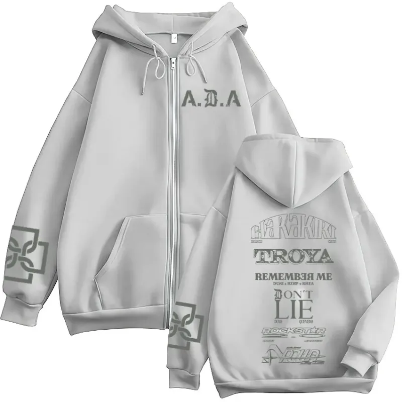 Rapper Duki ADA Tour Merch Zipper Hoodies Men's Women Clothing Zip Up Hooded Sweatshirts Fleece Oversized Pullovers Jackets Coat — image 5