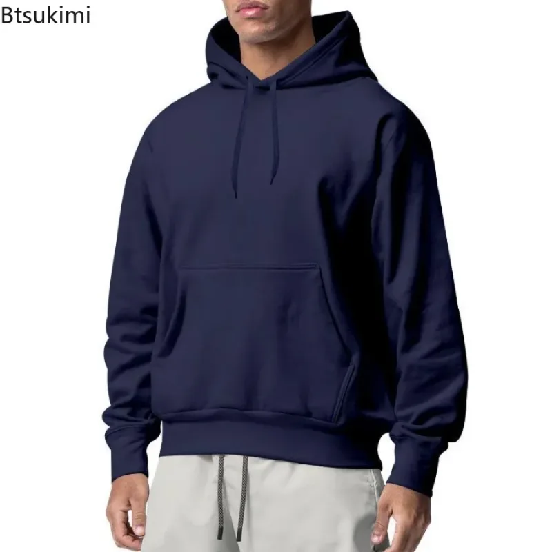 2026 New Men's Fashion Harajuku Hooded Sweatshirts Casual All-match Pullovers Male Streetwear Autumn Winter Fleece Warm Hoodies — image 5