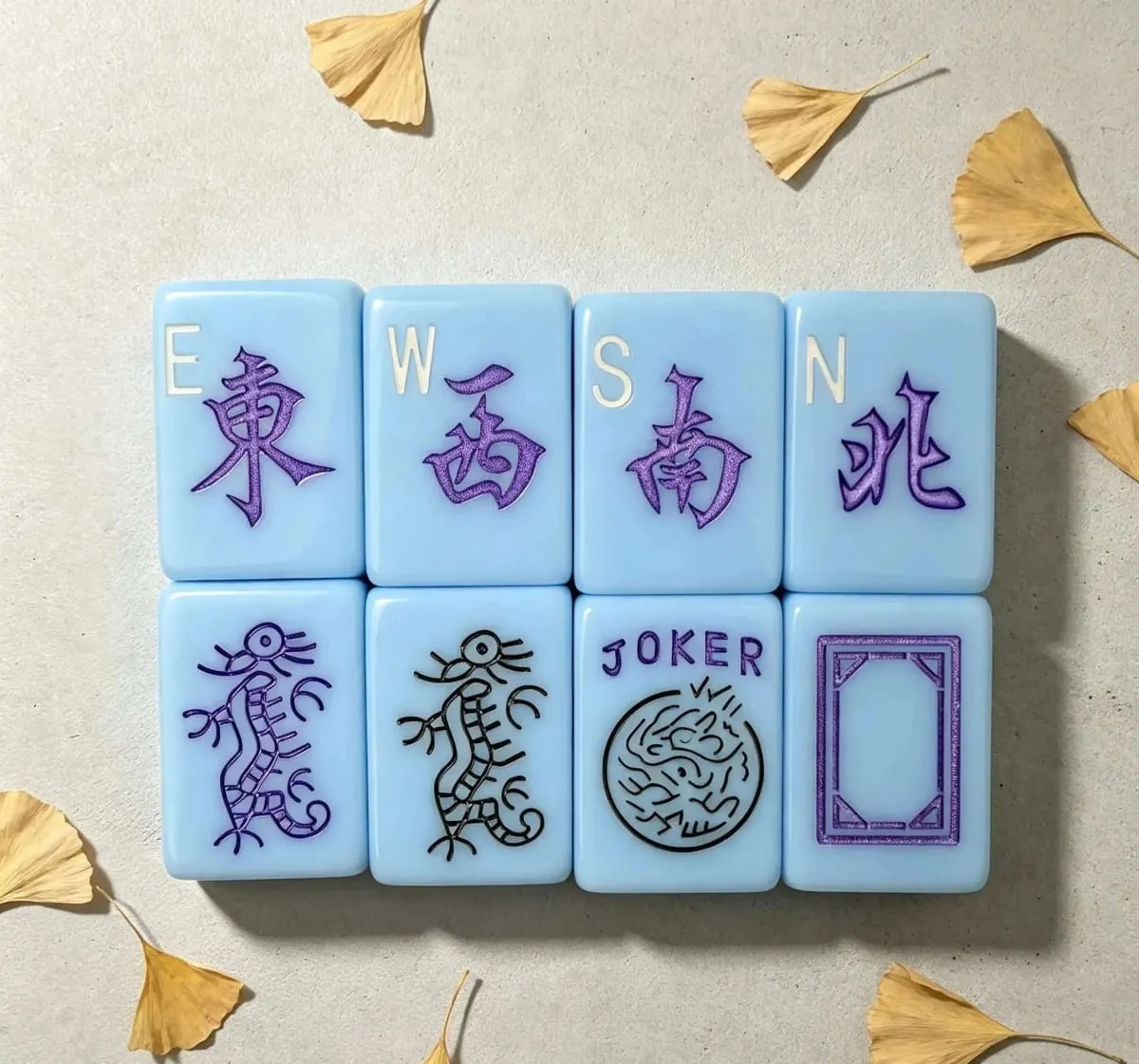 Classic Pastel Blue Mahjong Set American Style Acrylic Mah Jongg 160 Pieces Rounded Edge Table Game Christmas Gift — image 5