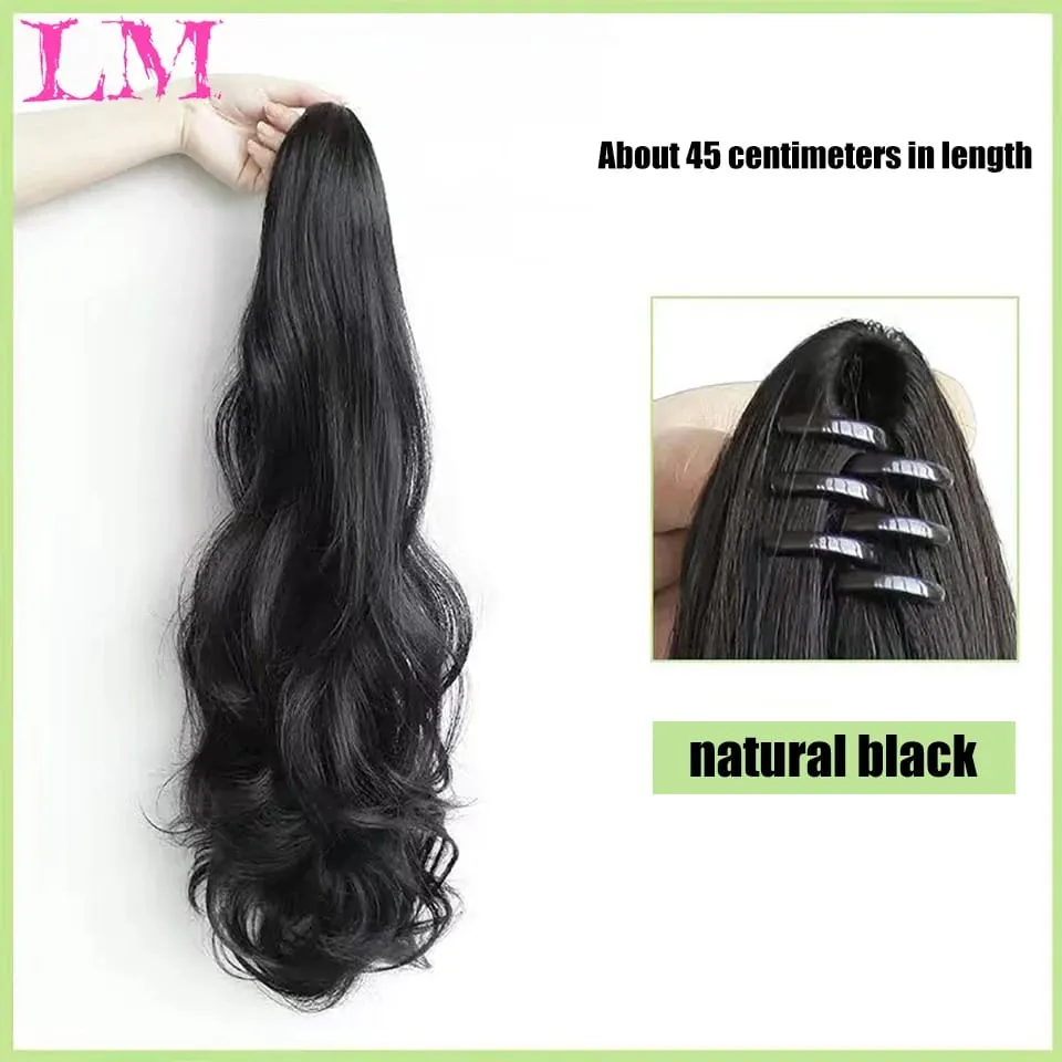 LM Synthetic Ponytail Extension Claw Curly Wavy Clip in Hairpiece Ponytail Hair Extensions Long Pony Tail Synthetic for Women — image 11