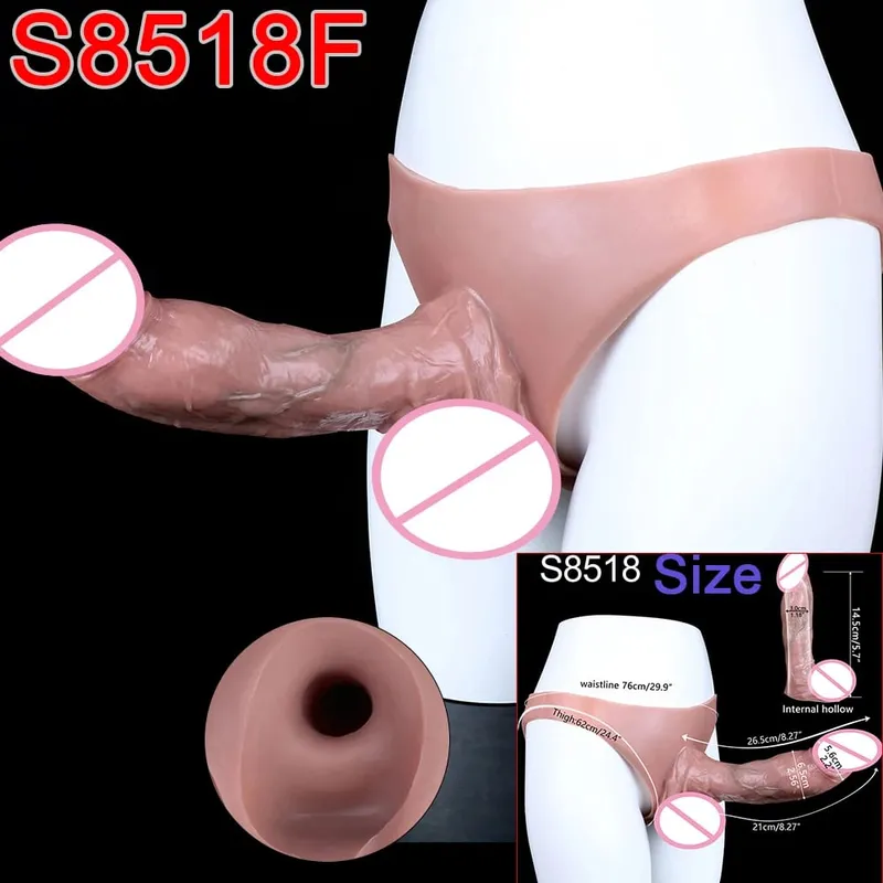 Male Strap-On Long Hollow Dildo Ultra Realistic Penis Extend Sleeve Pants насадка на член Male Cock Cover Sex Toys — image 22