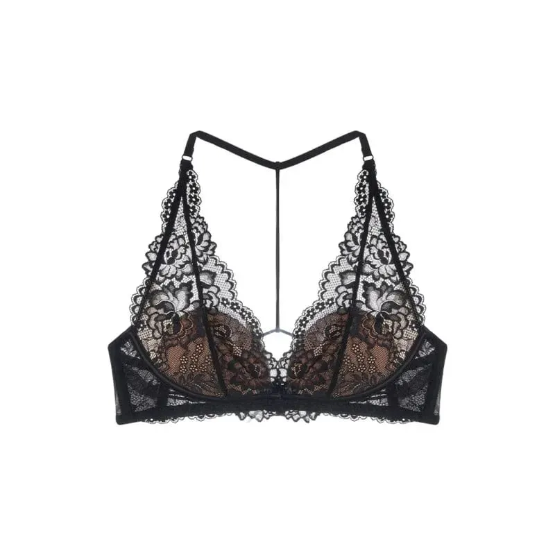 French Vintage Lace Halter Bra Set Wireless Thin Cup Small Breast Push Up Anti Sag Lifting Soft Pure Desire Ladies Intimate Bras — image 5