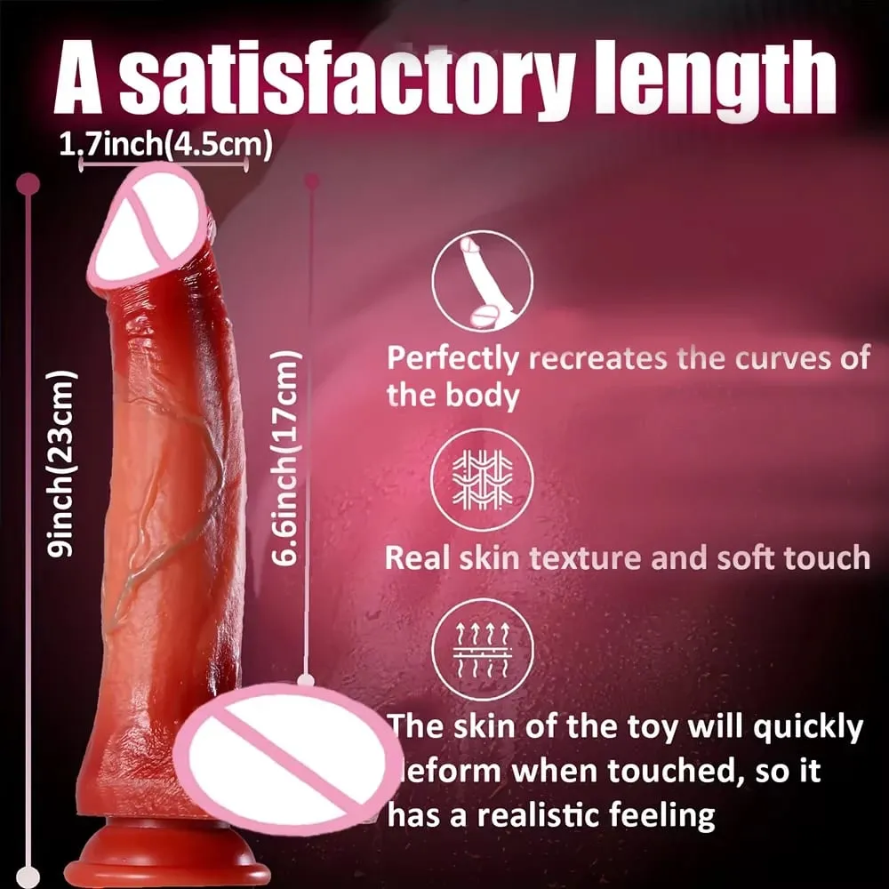 Dildo - 9.0 inch Telescopic Dildo Vibrator Sex Toy - with 10 Insertion And 10 Vibration And Heating Modes Realistic Dildo for G-Spot Anal Stimulation Silicone Dildo Remote Control Female Couple Adult Sex Toy — image 4