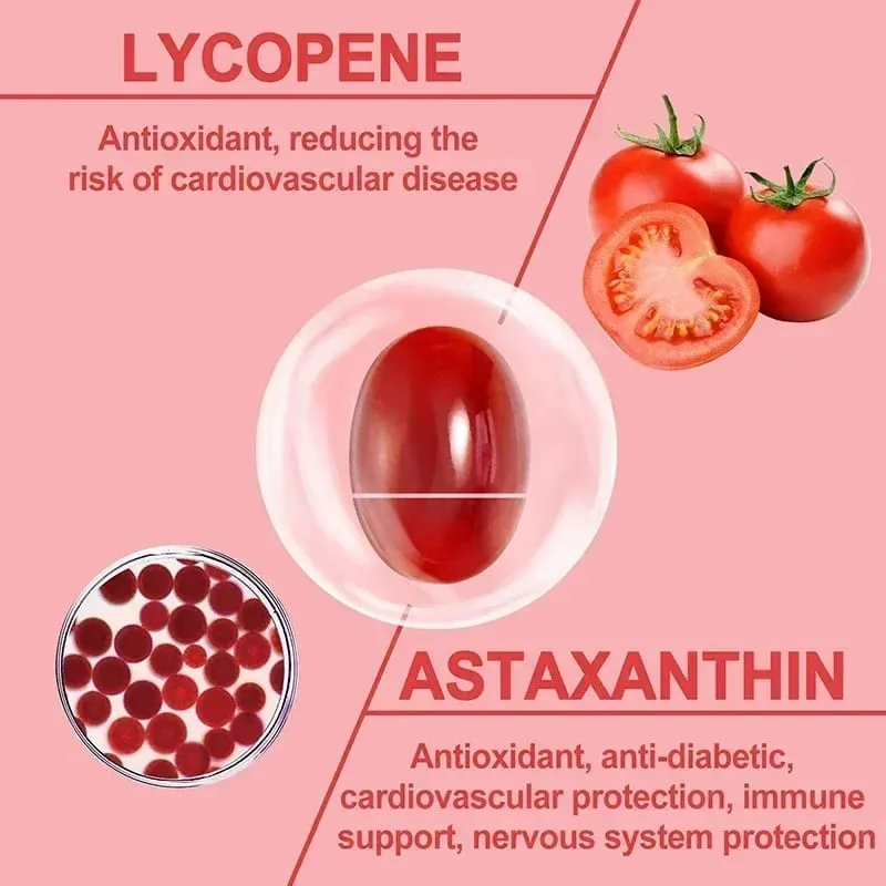 Astaxanthin + Lycopene Capsules - Supports Eye Joint and Skin Health Improves Immunity Speeds Up Metabolism Non-GMO — image 4