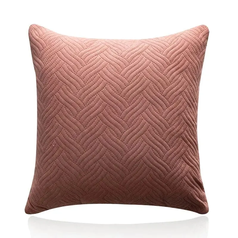 Quilted Velvet Throw Pillow Cover 18x18 Inch Simple Decorative Cushion Case for Home Sofa