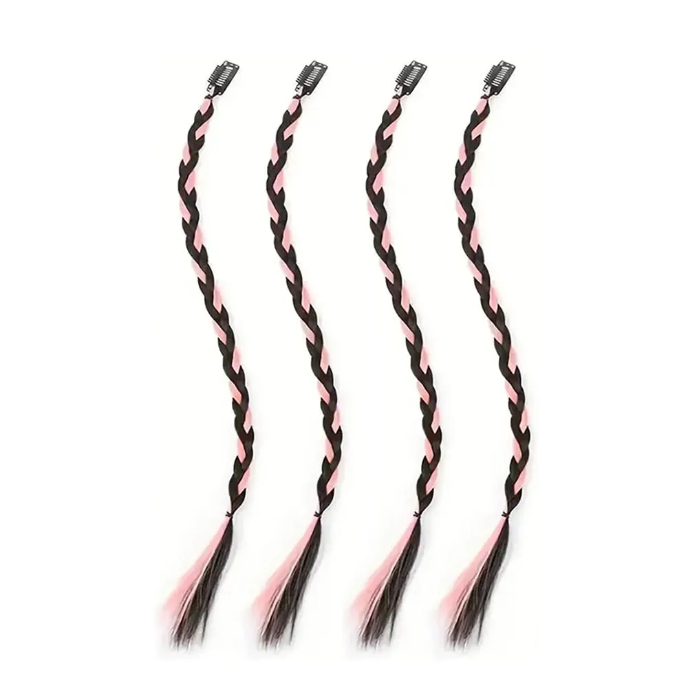 4pcs Synthetic Box Braids Clip In Hair Extensions K-POP Long Hair Braid Extensions For Party Use Y2K Hair Accessories — image 10