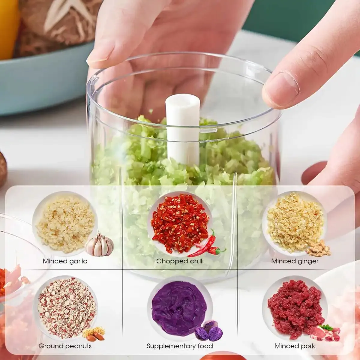 Garlic Crusher Highly Efficient Masher Chopper for Home Multifunctional Manual Grinder with Safe Blades — image 9