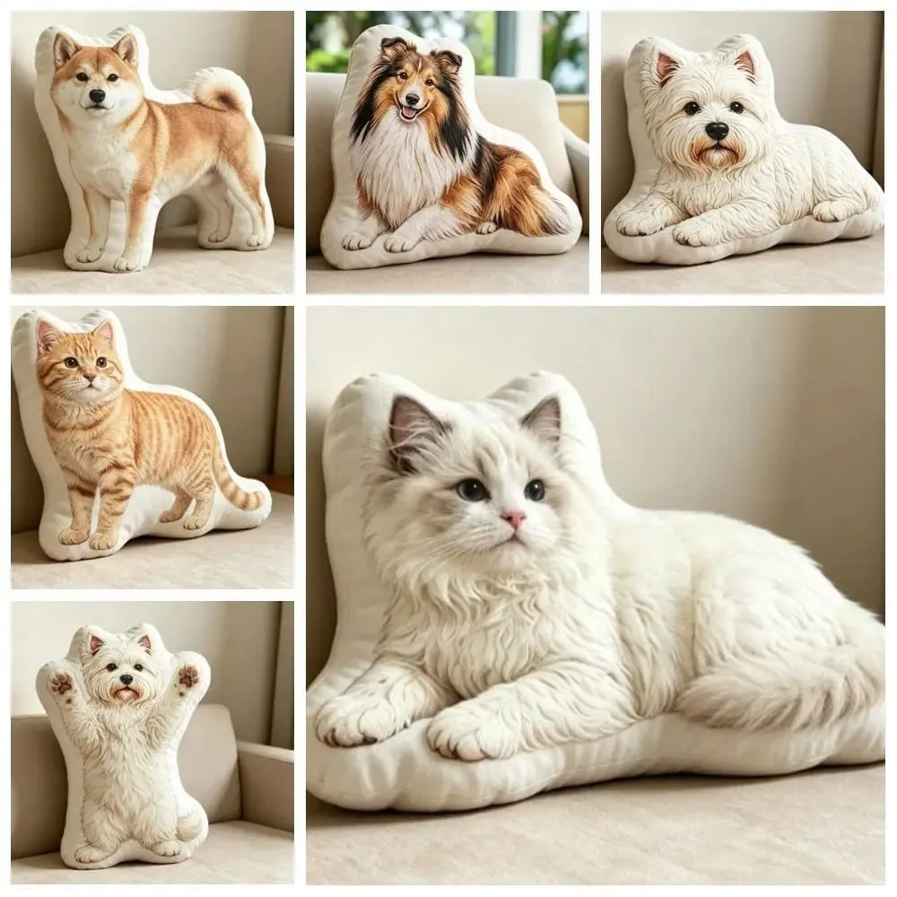 Dog Shaped Pillow Animal Throw Pillow Decorative Animal Pillow PP Cotton Filling Shiba Dog Cushion Contoured Shape