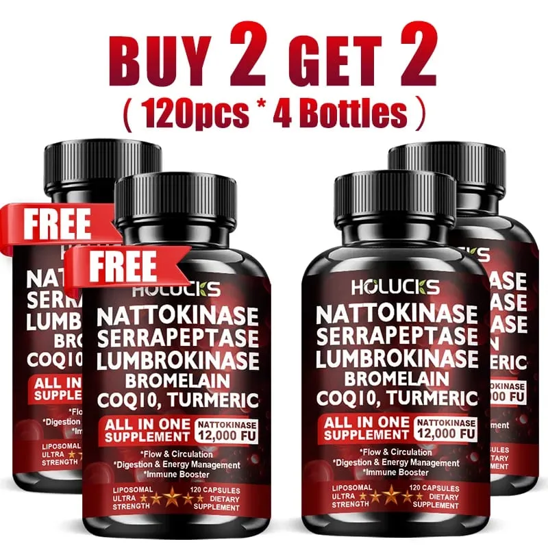 13-in-1 Nattokinase Supplement with Serrapeptase Support Circulation Blood Flow Heart & Cardiovascular Health Digestive Aid
