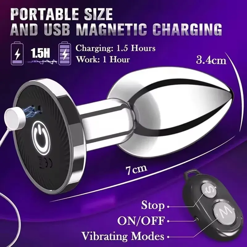 Vibrating Metal Remote Control Electric Anal Plug 10 Kinds Of Wireless Remote Control Vibration Mode Adult Sex Toys