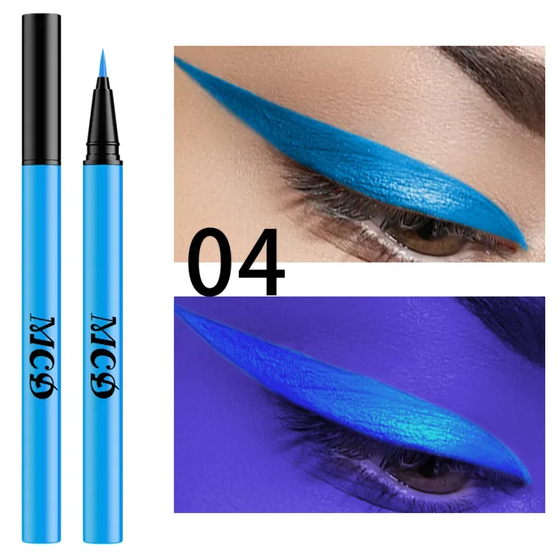 1PC UV Light Neon Eyeliner Pen Eyes Makeup Blue Green Waterproof Liquid Color Eye Liner Pencil Make Up Cosmetics Yellow Purple — image 9