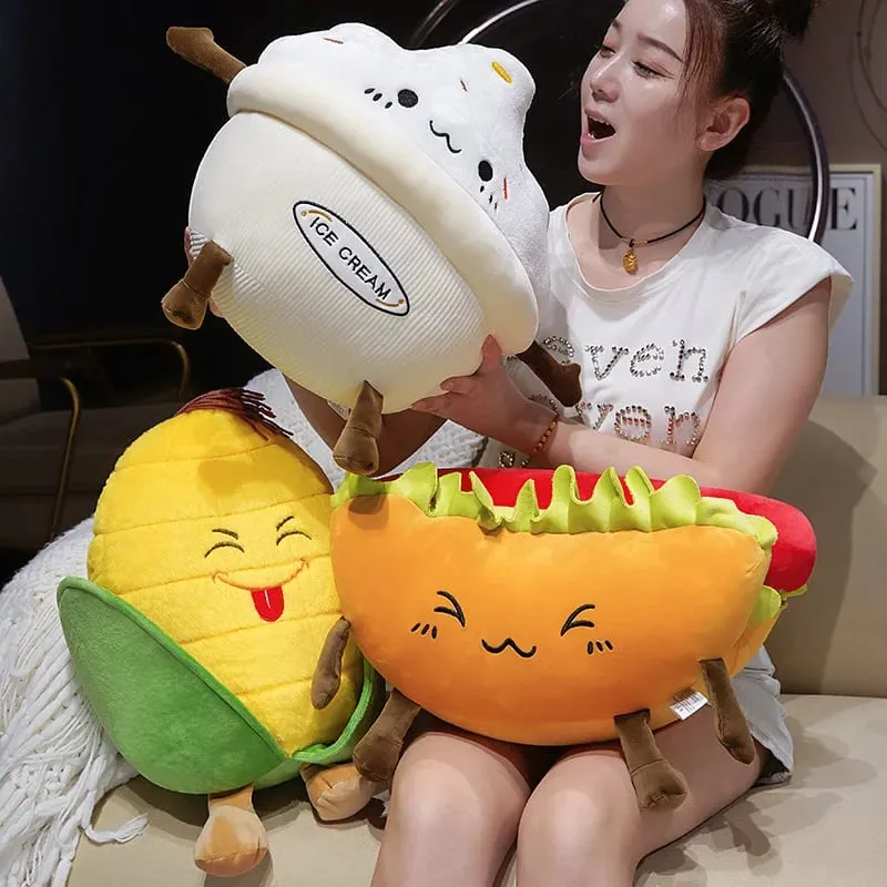 Corn Fries Chicken Leg Throw Pillow Simulation Food Plush Sofa Cushion Adorably Room Decor Toy Accompany Sleep Toy Creative Gift
