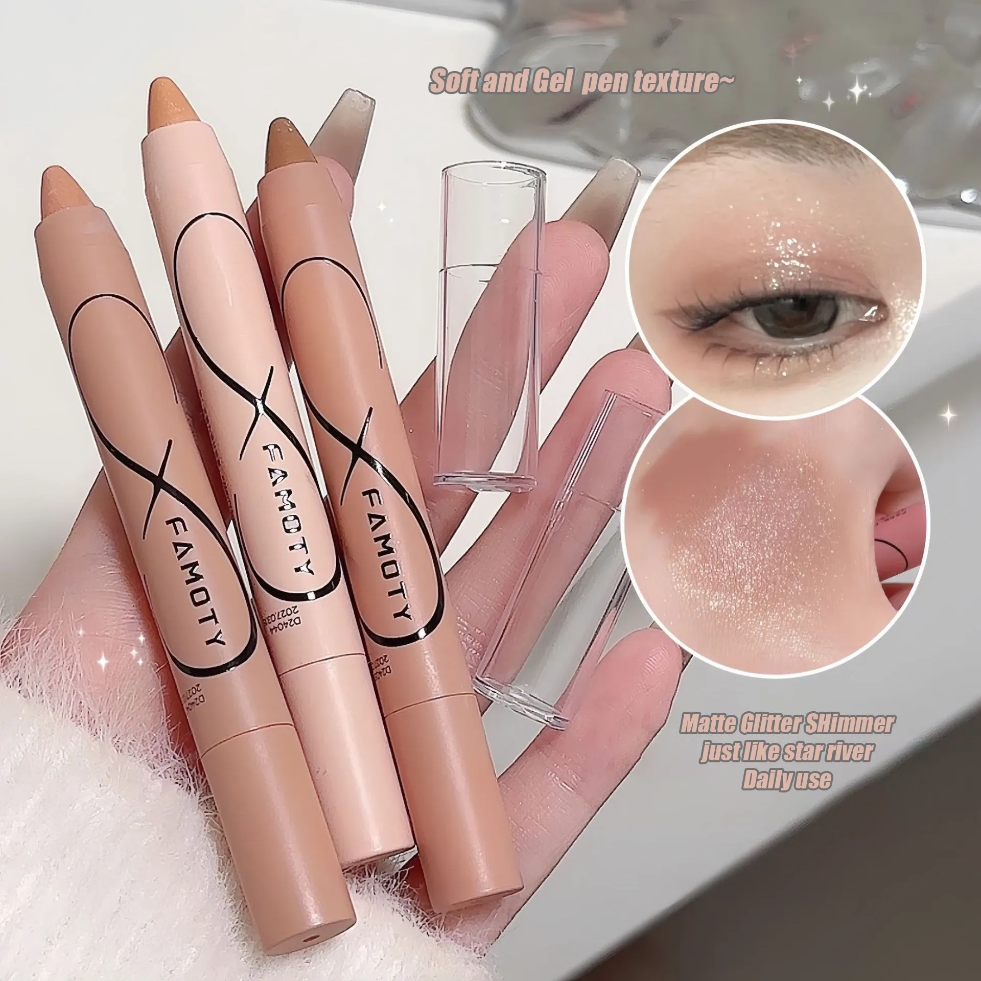 Pearl Lying Silkworm Highlighter Eye Shadow Pen Matte Glitter Eyeshadow Stick White Pearlescent Brightening Eyeliner Cosmetic — image 2